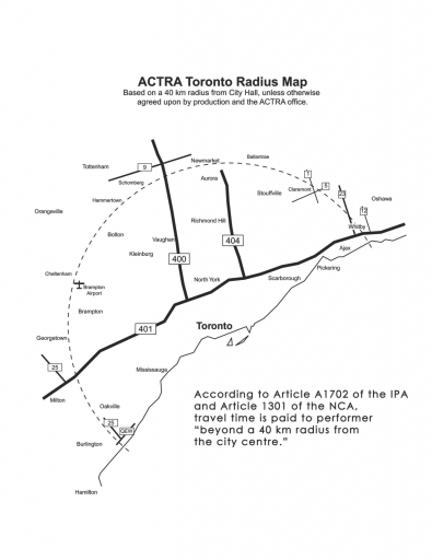 ACTRA Toronto Radius Map